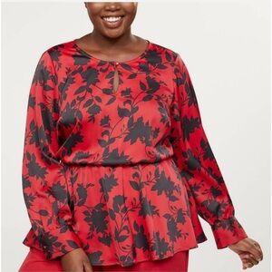 Lane Bryant Scarlet and Ebony Floral Top Size20 Color: red floral print